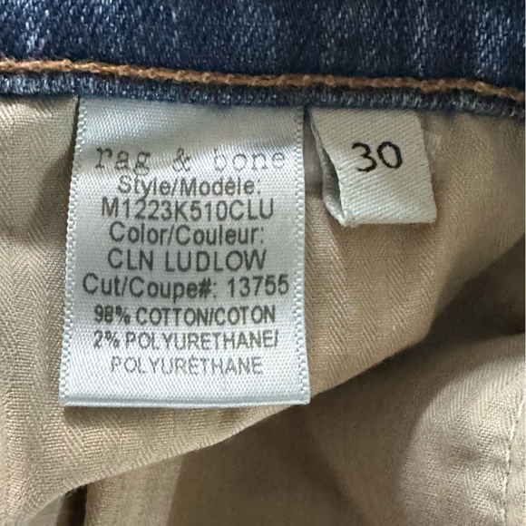 RAG & BONE STANDARD ISSUE FIT 2 SLIM LEG DISTRESSED IN CLN LUDLOW WASH SIZE 30 - Picture 10 of 14